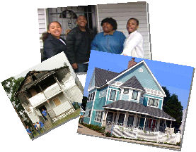 Gloria Brown and her family are shown with before and after photos of this episode of Extreme Makeover Home Edition.